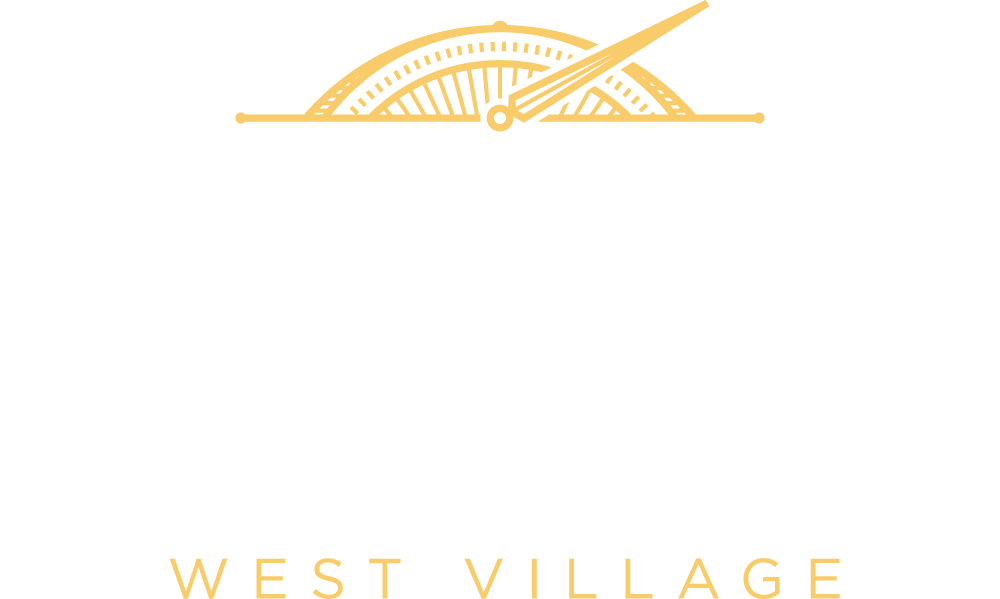 a logo for west village yarn company
